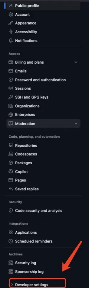 Developer Settings